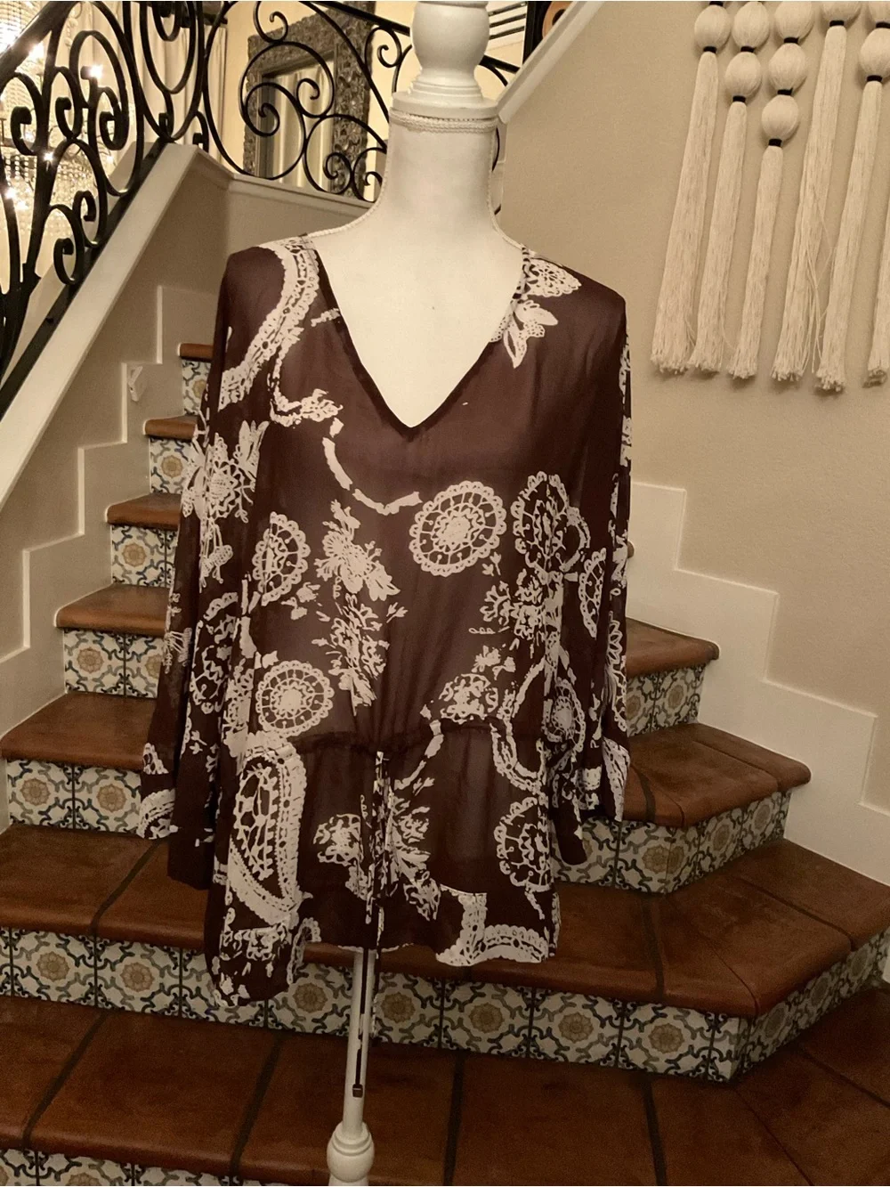 Focus 2000 Brown and White Floral Swim Tunic